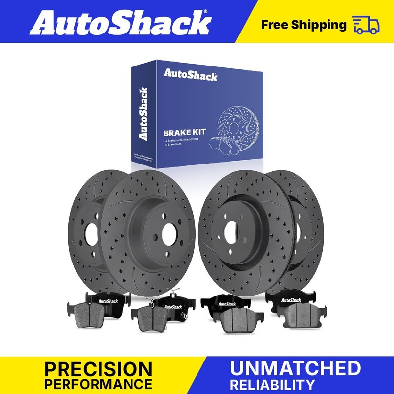 Front Rear Drilled Slotted Brake Rotors Ceramic Pads for Ford, Edge 2015-2021