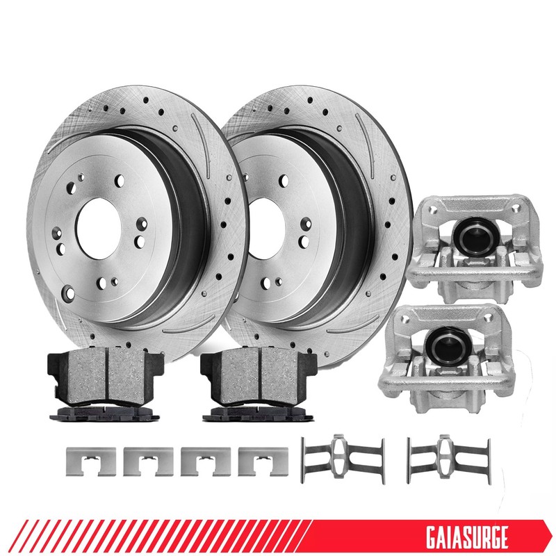 Brake Calipers Rear And Rotors Ceramic Pad For 2003 2004 2005-2011 Honda Element