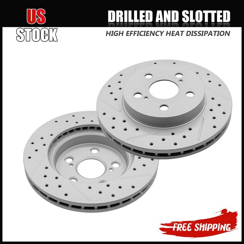 255mm Front Drilled Disc Brake Rotors Set for Toyota Prius AWD-E Prime Corolla