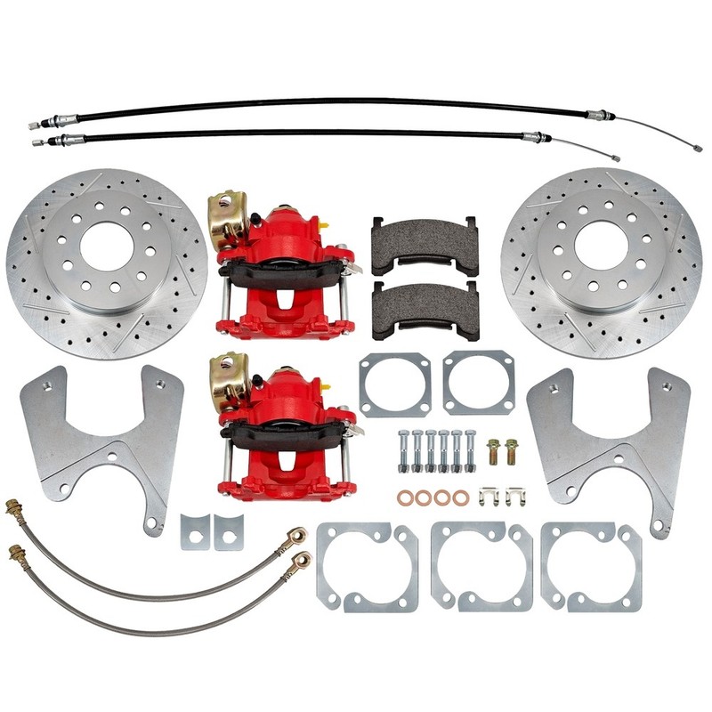 Rear Disc Brake Kit W/ Red Calipers For 1968-1974 GM F/X-Body 10 & 12 Bolt Set gallery