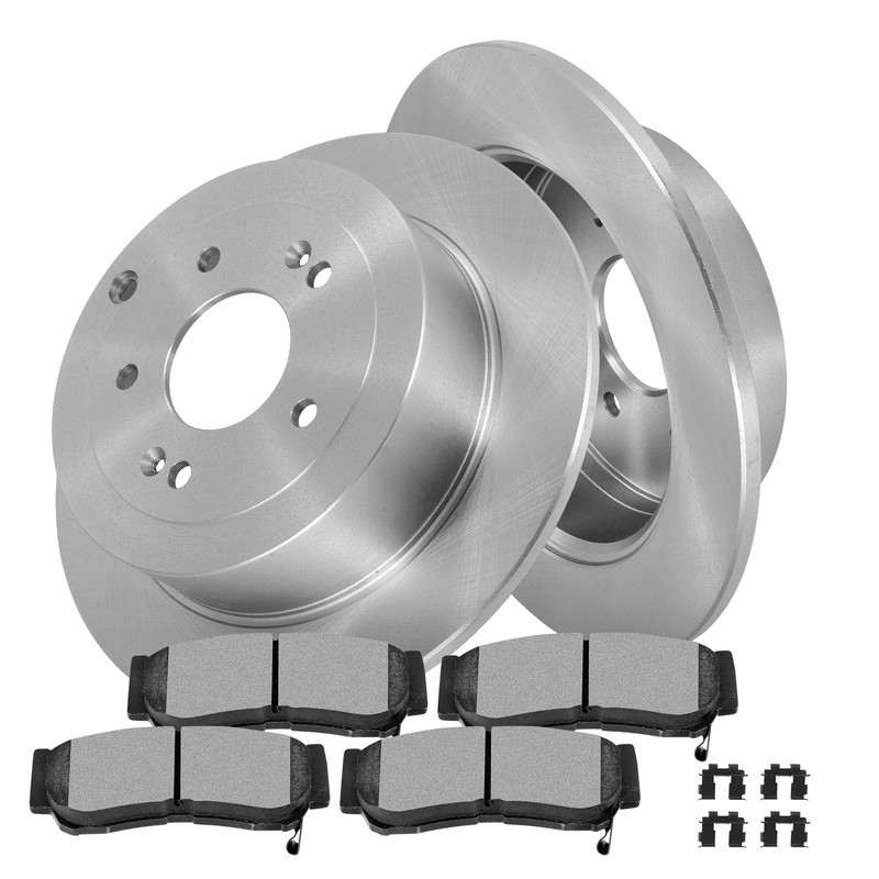 Rear Brake Ceramic Pads + Solid Rotors Fits Hyundai For Santa Fe 2007 2008 2009