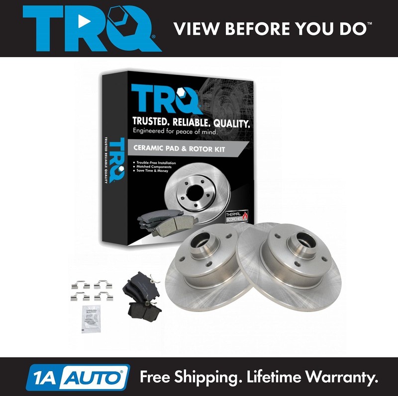 TRQ Rear Posi Ceramic Brake Pad & Rotor Kit for VW Jetta Golf Passat Cabrio