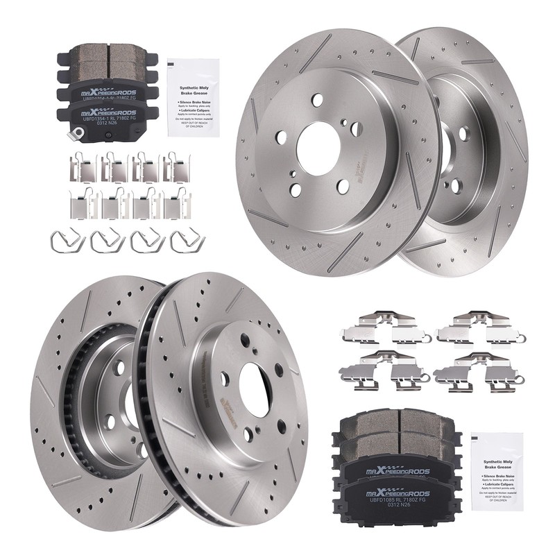 Front Rear Drilled Slotted Brake Rotors Brake Pads for Lexus CT200h 2011-2017