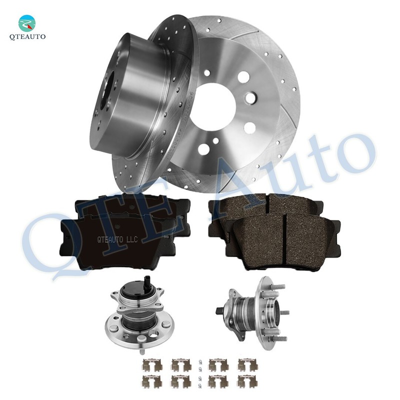 8 Rear 281mm Drilled Brake Rotors-Brake Pad-Wheel Hub For 2007-2011 Toyota Camry