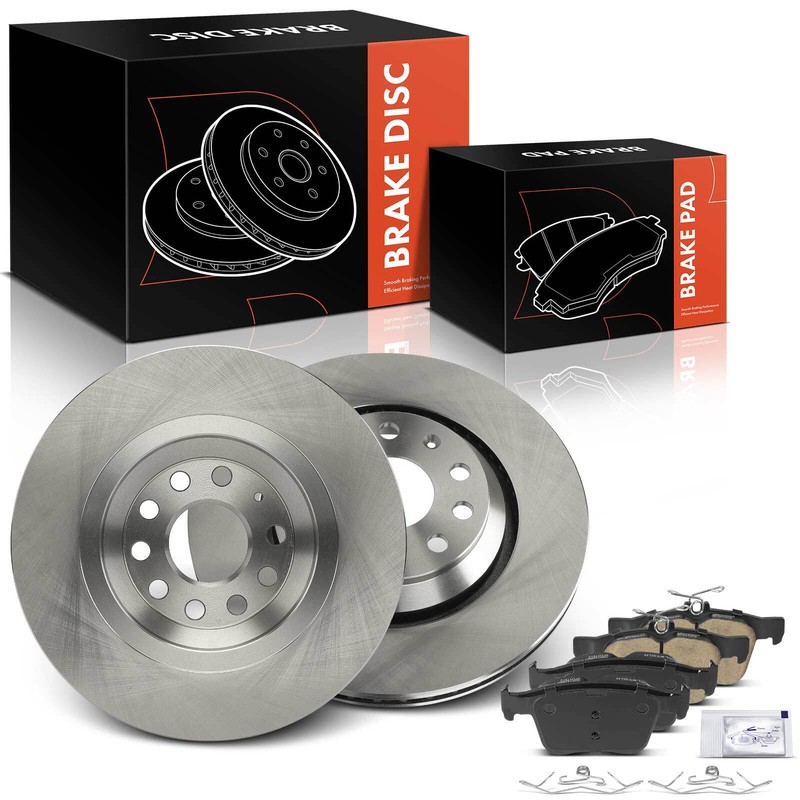 Rear Disc Brake Rotor & Ceramic Brake Pad for Volkswagen Golf R Audi A3 309.9MM