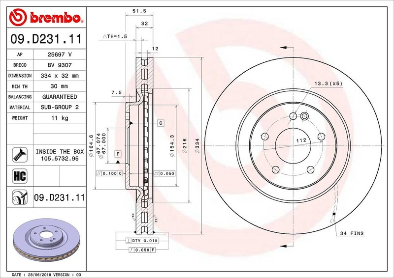 Brembo 09D23111C02 BRAKE ROTORS gallery