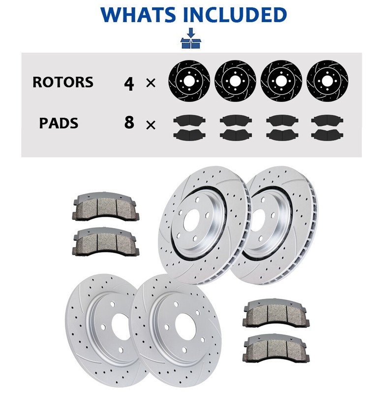 Fit for Dodge Journey 2009-2011 Front Rear Brake Rotors Pads Kit Drilled Slotted gallery