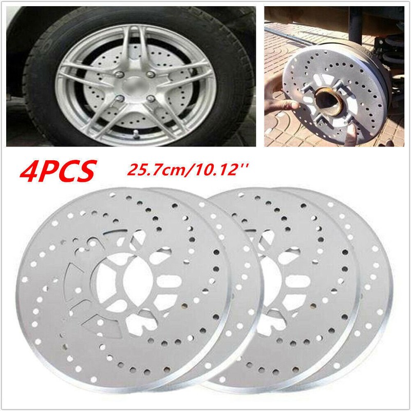 4 Pcs Silver Tone Aluminum Cross Drilled Car SUV Wheel Disc Brake Rotor Covers