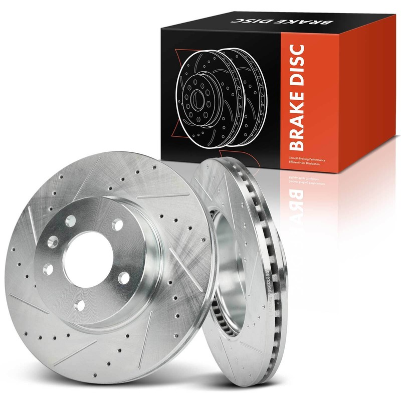2x Front Left & Right Drilled Brake Rotors for Cadillac ATS 2013-2017 CT4 20-23