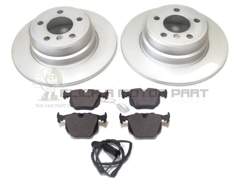 BMW X5 E53 3.0 3.0D 4.4 2000-2006 REAR 2 BRAKE DISCS & PADS + WEAR WIRE SENSOR