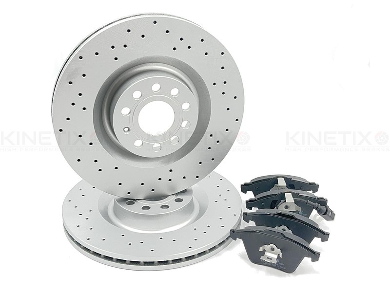 FOR VW GOLF R MK6 MK5 R32 CROSS DRILLED PERFORMANCE FRONT BRAKE DISCS PADS 345mm