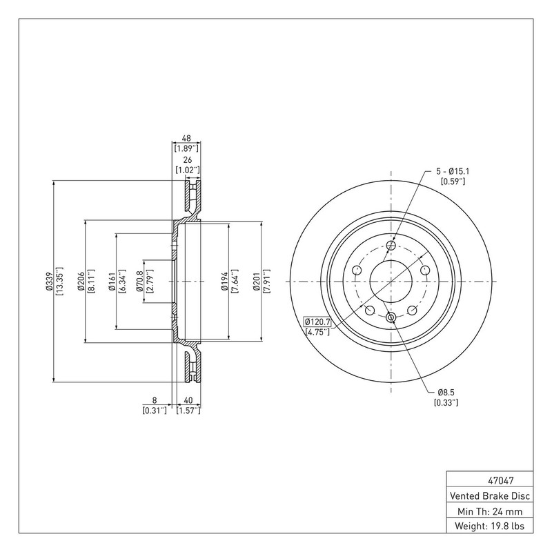 For Chevy Corvette 2014-2019 DFC 600-47047 Premium Vented Rear Brake Rotor gallery