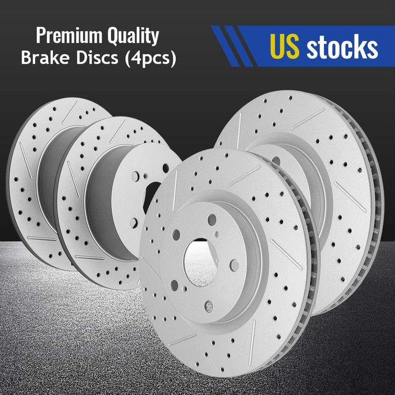 Front Rear Drilled Slotted Disc Brake Rotors Set for Toyota Camry Lexus ES350