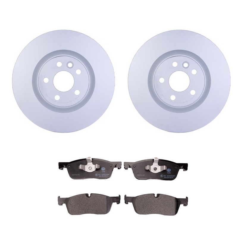 Hella Front 325mm Rotors Low-Met Disc Brake Pad Kit For Range Rover Evoque