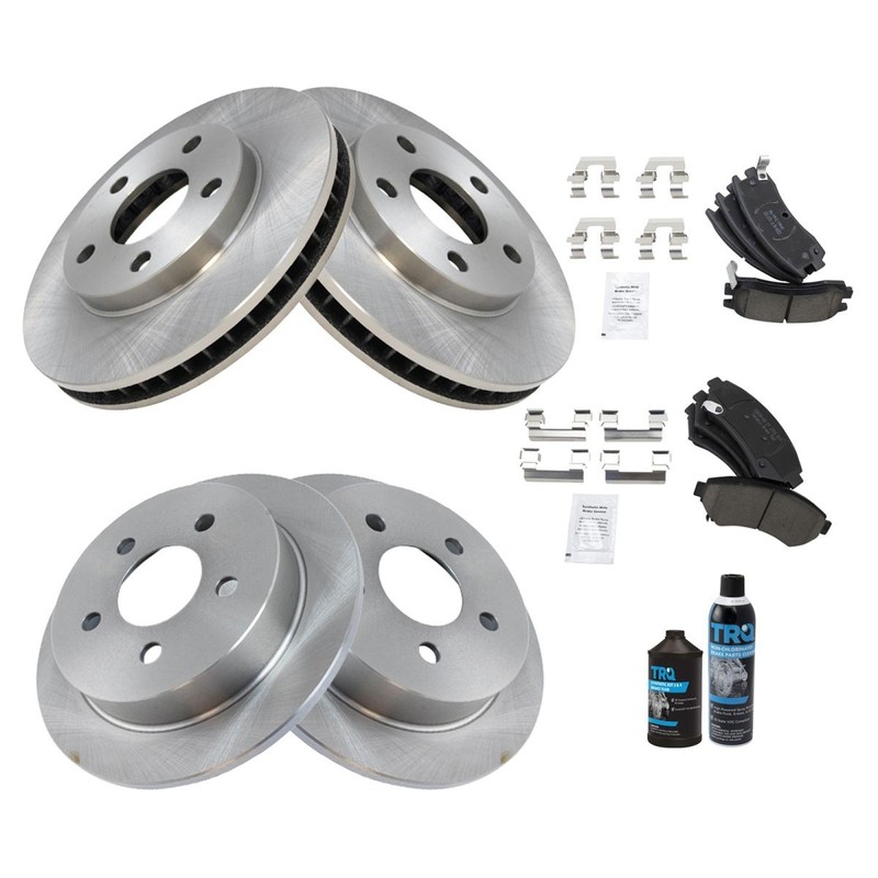 TRQ Front & Rear Ceramic Brake Pad & Rotor Kit w/Chemicals for Buick Pontiac gallery