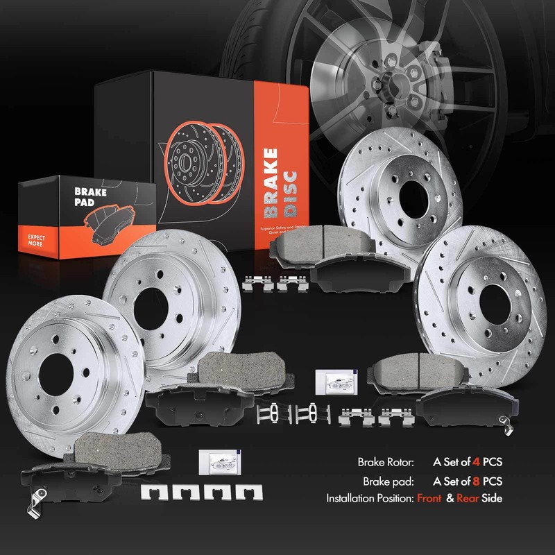New Front & Rear Drilled Rotor & Ceramic Brake Pad for Honda Civic Acura Integra gallery