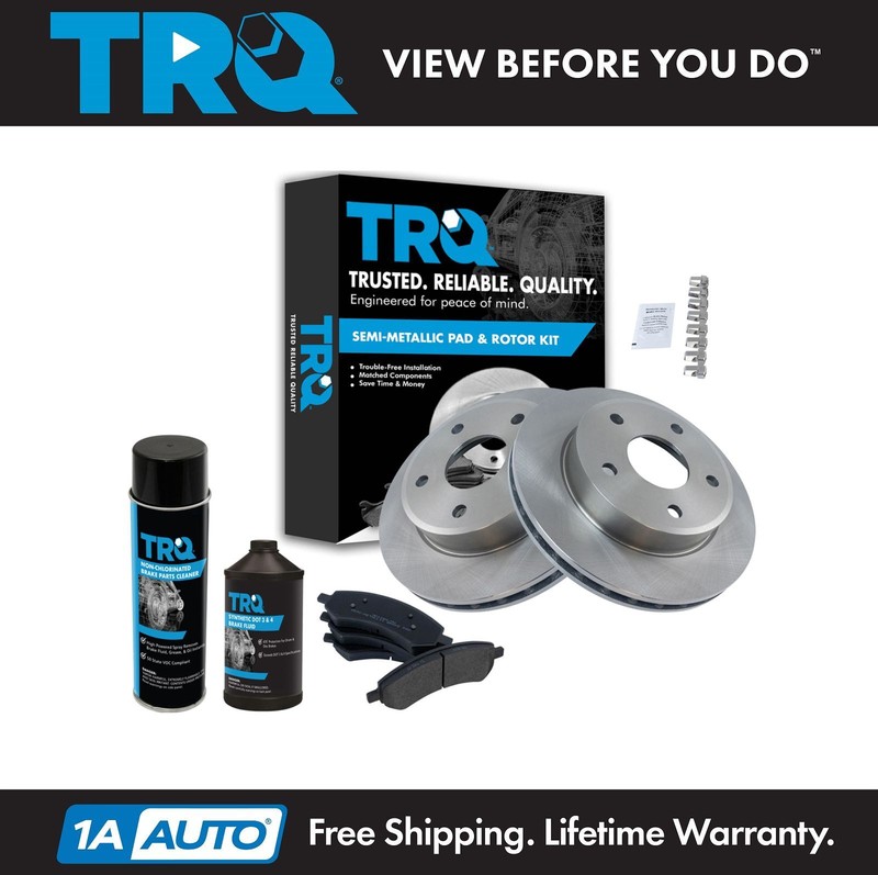 TRQ Front Premium Metallic Brake Pad & Rotor Kit w/Chemicals for Dakota Raider