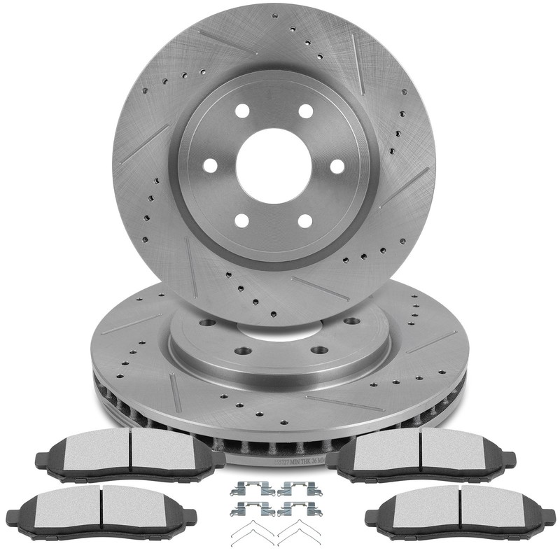 Soltted For Nissan Frontier 2005-2019 4.0L 2X Brake Rotors 4X Ceramic Pads Front gallery