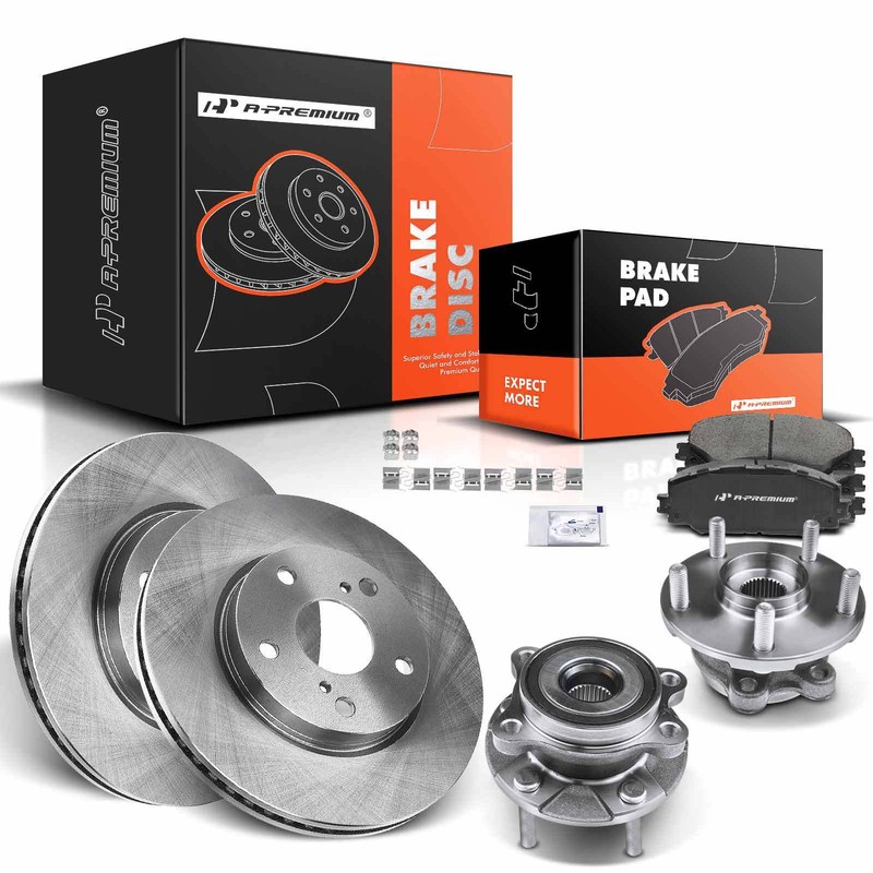 Front Disc Brake Rotor & Pads & Wheel Hub & Bearing for Toyota RAV4 13-18 2.5L