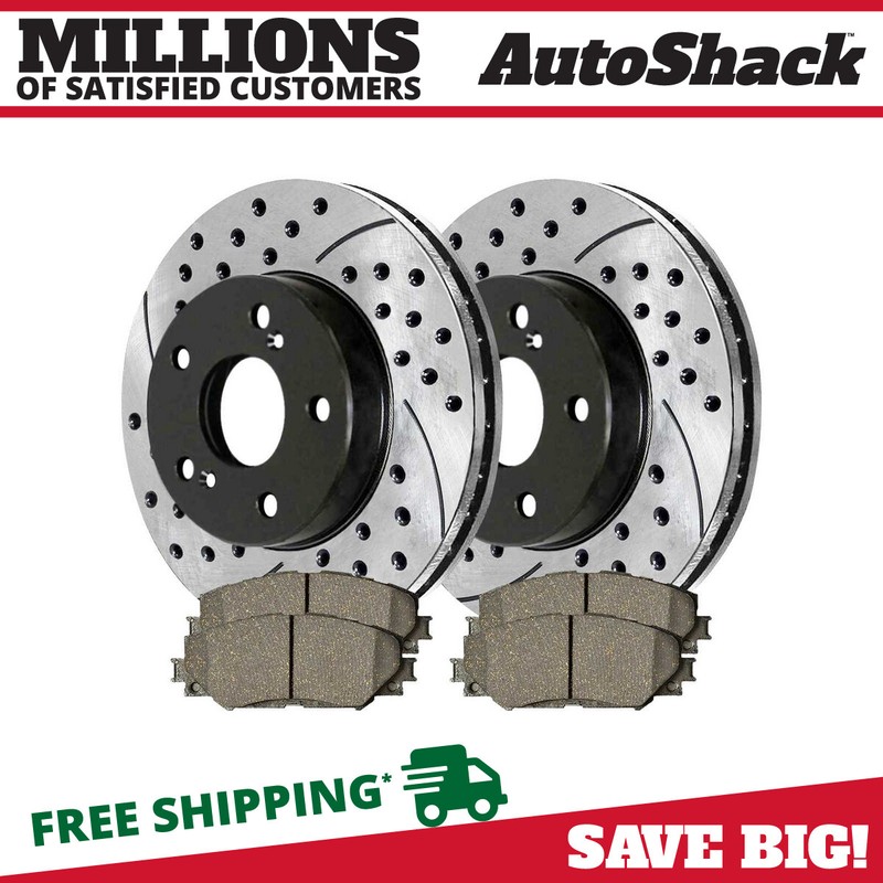 Front Drilled Slotted Brake Rotors & Pads for Toyota Corolla Matrix Scion xD