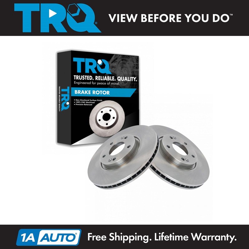 TRQ Front Disc Brake Rotors Pair fits Forte Tucson Sonata Optima Sportage
