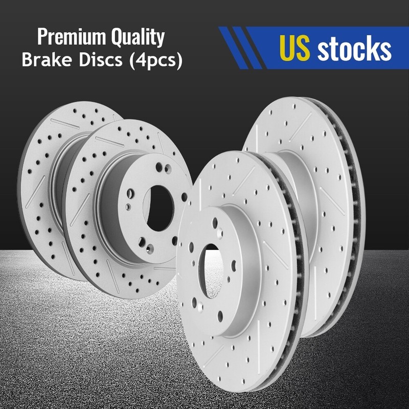 282mm Front & 260mm Rear DRILLED Disc Brake Rotors for Honda Accord 2003 – 2007