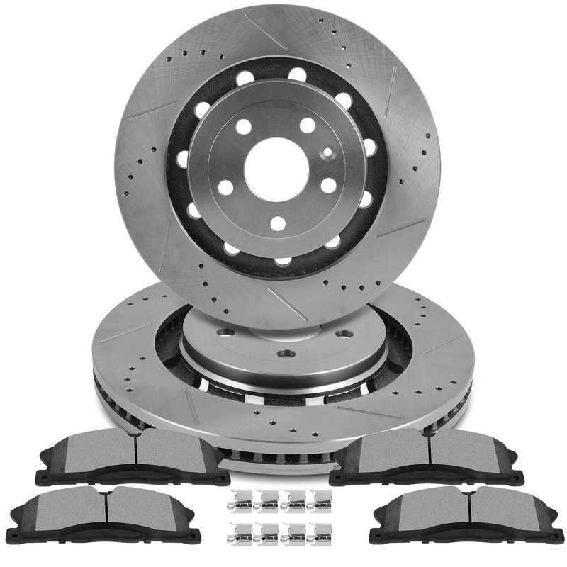Fits Ford Explorer 2013 - 2019 Heavy Duty 2X Brake Rotors 4X Ceramic Pads Front gallery