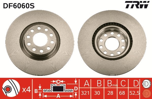2x DF6060S TRW brake disc for Audi