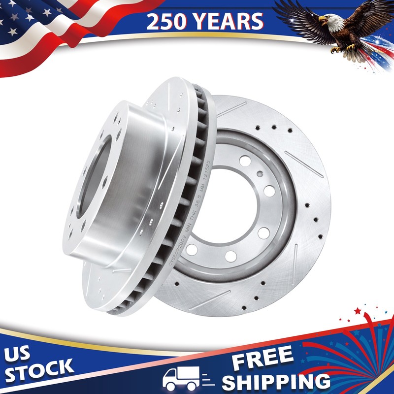12.80 inch – FRONT Drilled Brake Rotors For Express Sierra 2500 3500 Silverado