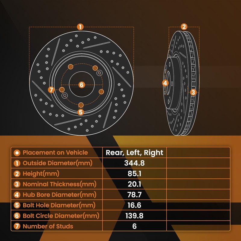 13.58" Rear Brake Rotors+Pads Set for GMC Yukon XL/Yukon 2015-20 S-55133 P-1707 gallery