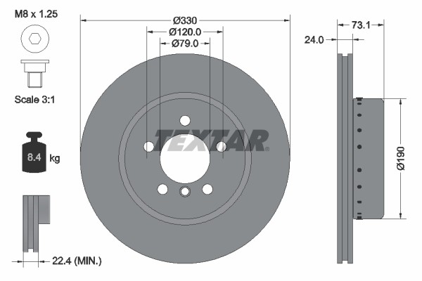 2X 92269725 Textar Brake Disc for BMW