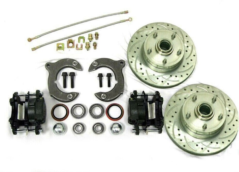 Mustang II Front Disc Brake Kit with 11" Chevy Rotors No Spindles + SS Lines