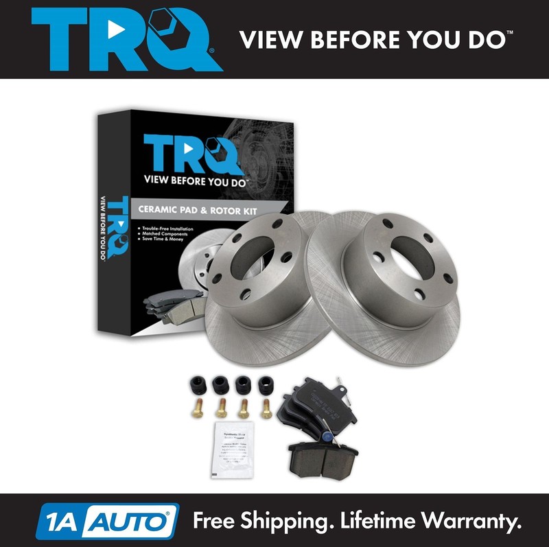 TRQ Rear Brake Pad & Rotor Kit Ceramic Fits Audi