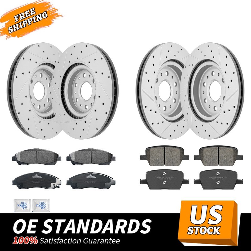 Front Rear Disc Rotors Brake Pads for 2018 2019 Buick Enclave 17-20 Cadillac XT5
