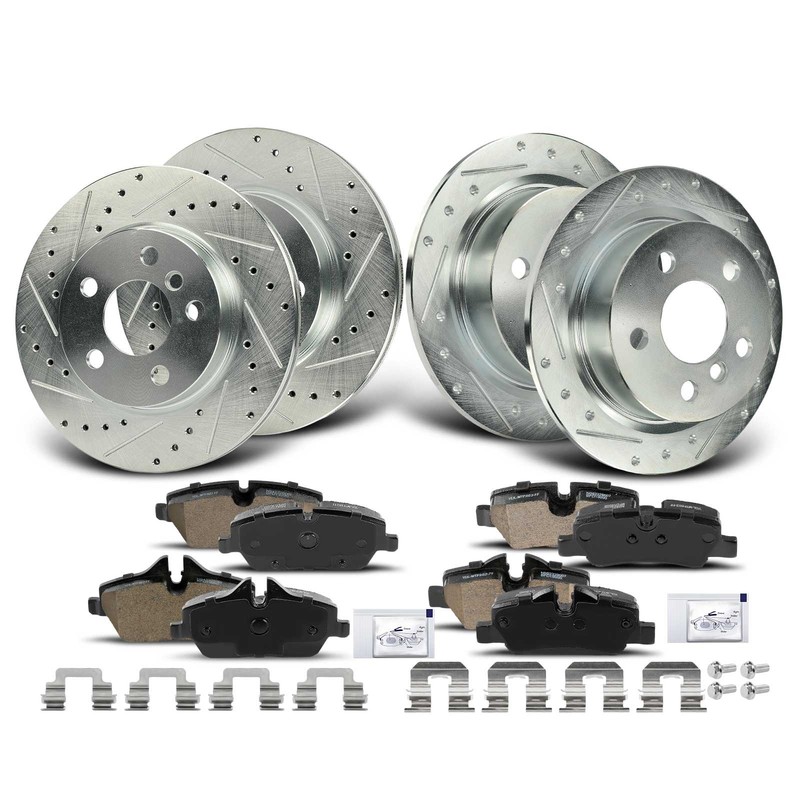 Drilled Brake Rotor & Brake Pads for Mini Cooper F56/ F57 2015-2016 Front & Rear