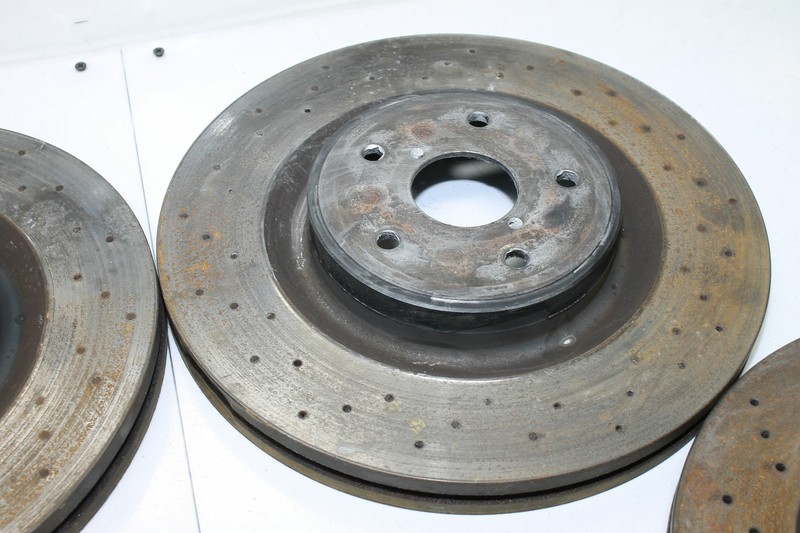 18-20 SUBARU WRX STI OEM DRILLED BRAKE ROTOR SET OF 4 FRONT REAR LH RH FACTORY gallery