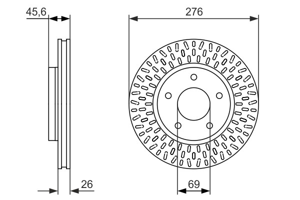 2x Brake Discs Pair Vented Front 275.7mm 0986479783 Bosch Set MN116329 MN116330 gallery