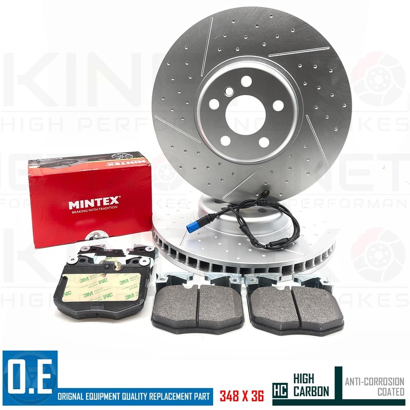 FOR BMW i4 G26 eDrive35 DIMPLED GROOVED FRONT BRAKE DISCS MINTEX PADS WIRE 348mm gallery