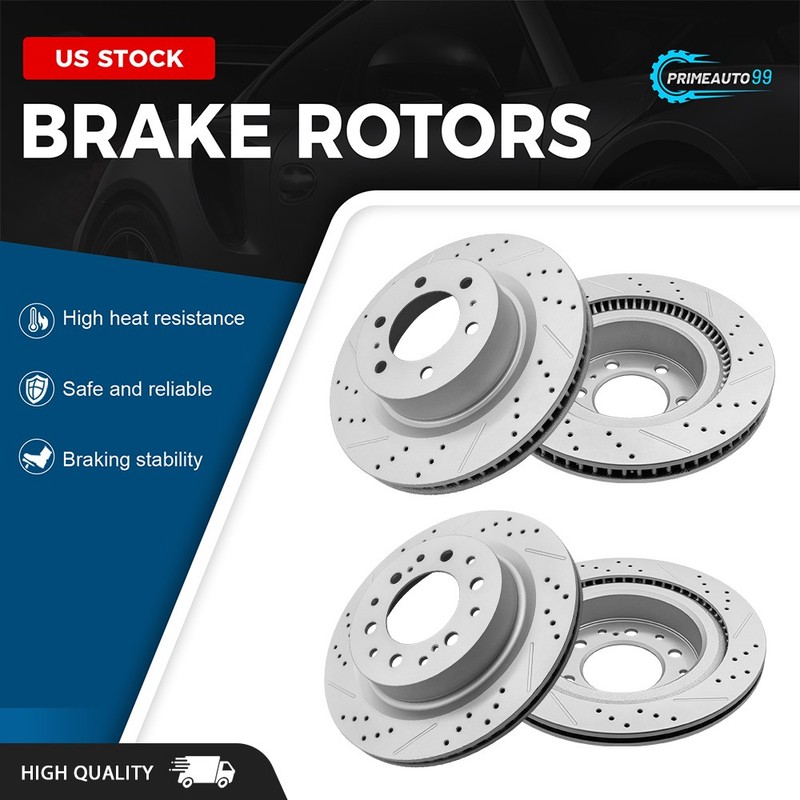 354mm Front 335mm Rear Drilled Disc Brake Rotors for Toyota Tundra Sequoia LX600