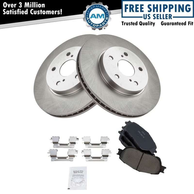 Front Premium Posi Ceramic Disc Brake Pad and Rotor Pair Kit for Toyota