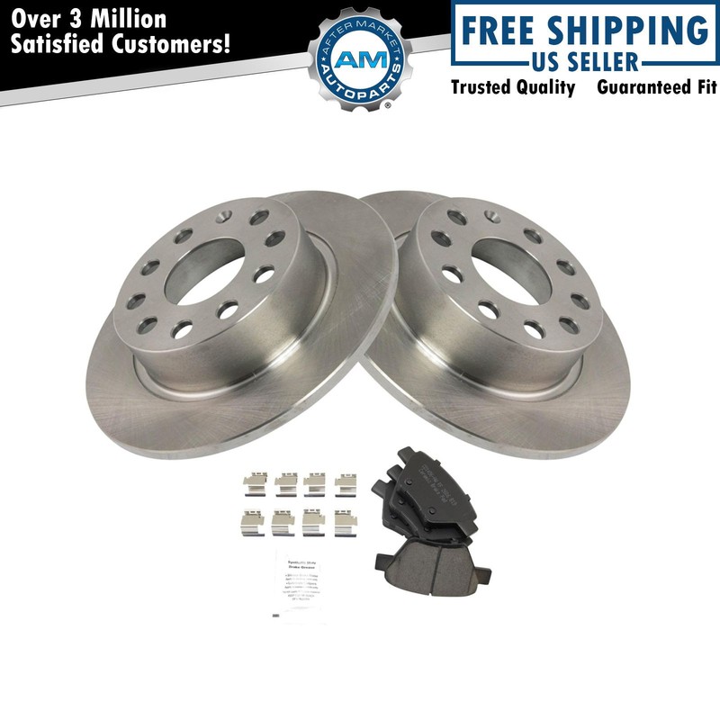 Rear Brake Pad & Rotor Kit Ceramic For 13 Beetle 11-14 Golf 12-14 Jetta