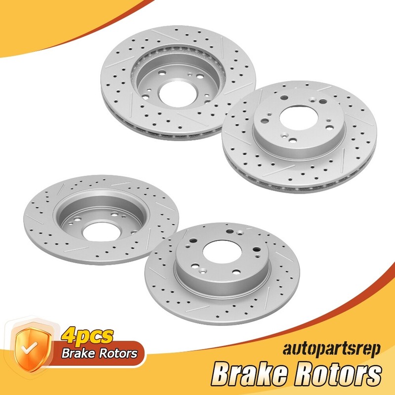 Front & Rear Drilled Brake Rotors for 2006 2007 2008 2009 2010 2011 Honda Civic
