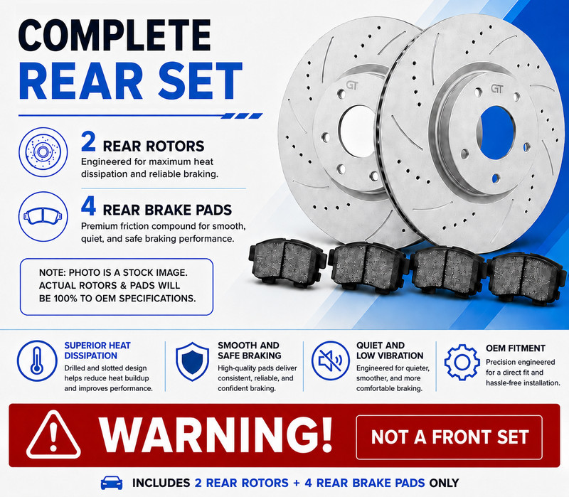 [Rear Set] Disc Brake Rotors & Brake Pads for Chevrolet Malibu Impala 2013-2020 gallery