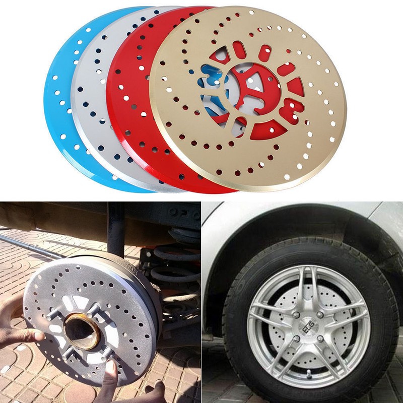 2xSilver Aluminium Disc Brake Cover Car SUV Wheel Decorative Rotor Cross Drilled gallery