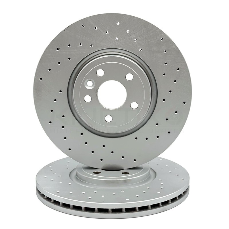 FOR JAGUAR F-PACE F PACE 3.0 D300 X761 CROSS DRILLED FRONT BRAKE DISCS SET 350mm
