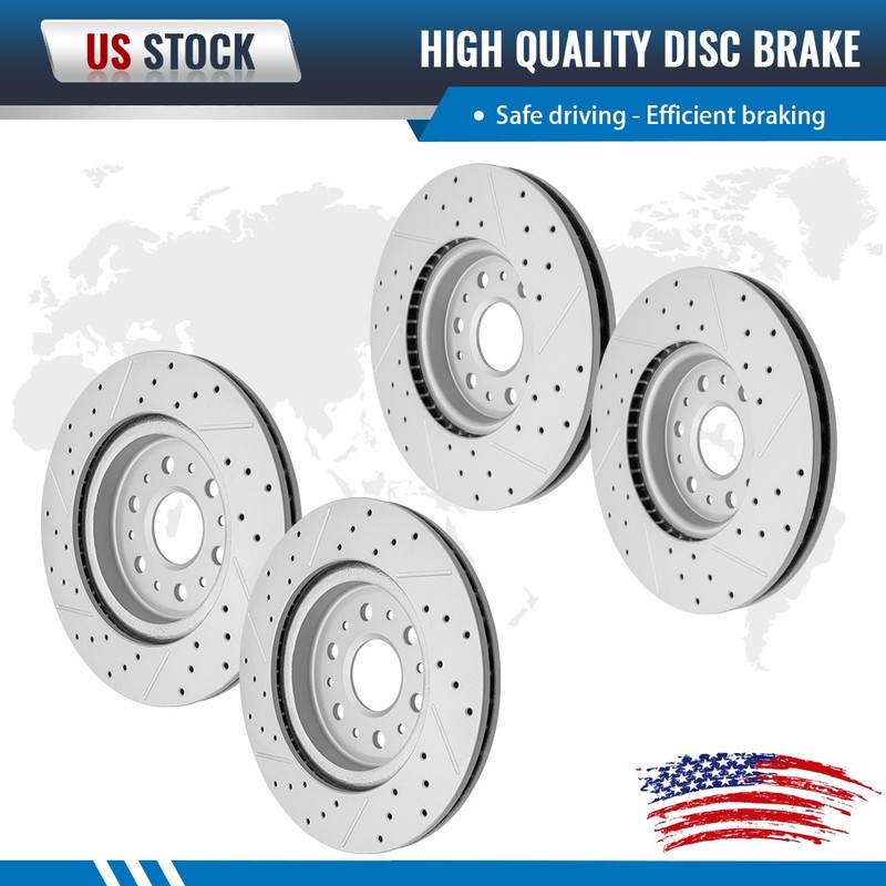 Front Rear Drilled Brake Rotors for Chevrolet Traverse GMC Acadia Buick Enclave