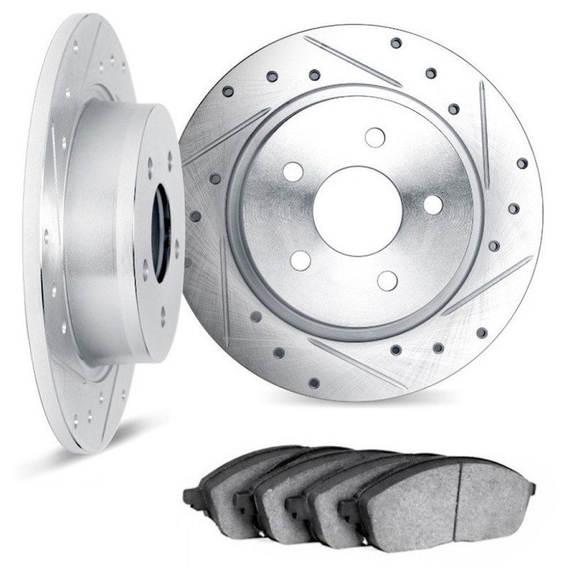 For Toyota C-HR 2020-2022 Brake Rotor Set | Silver | Drilled And Slotted Style gallery