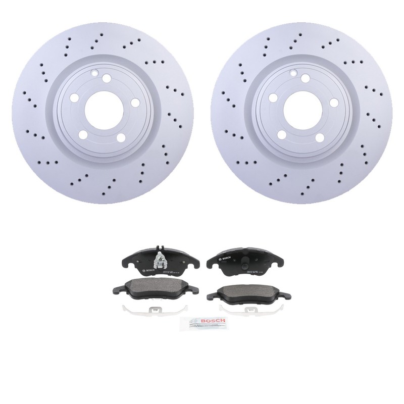Hella Front Rotors Bosch QuietCast Semi-Met Disc Brake Pads Kit For R172 SLK250