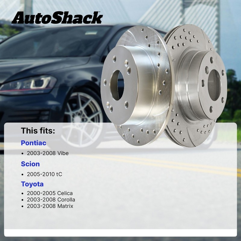 Front Drilled Slotted Brake Rotors Silver Pair 2 for Toyota Corolla Scion tC gallery