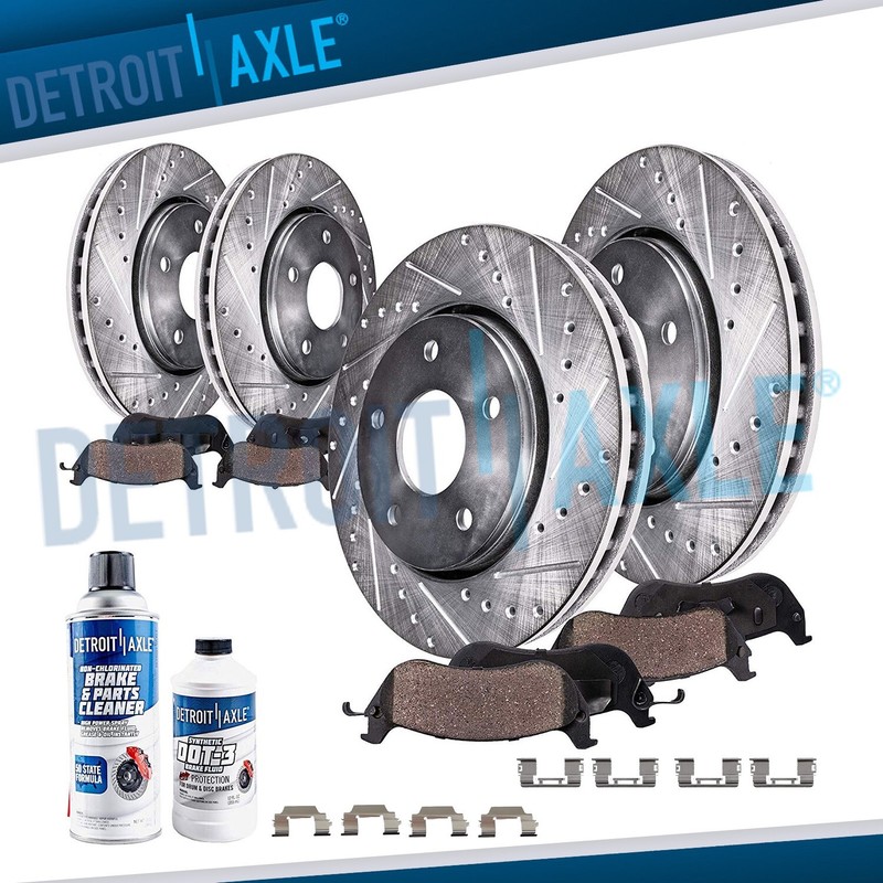 Front & Rear DRILLED Brake Rotors + Ceramic Pads for 2010 2011-2016 Cadillac SRX